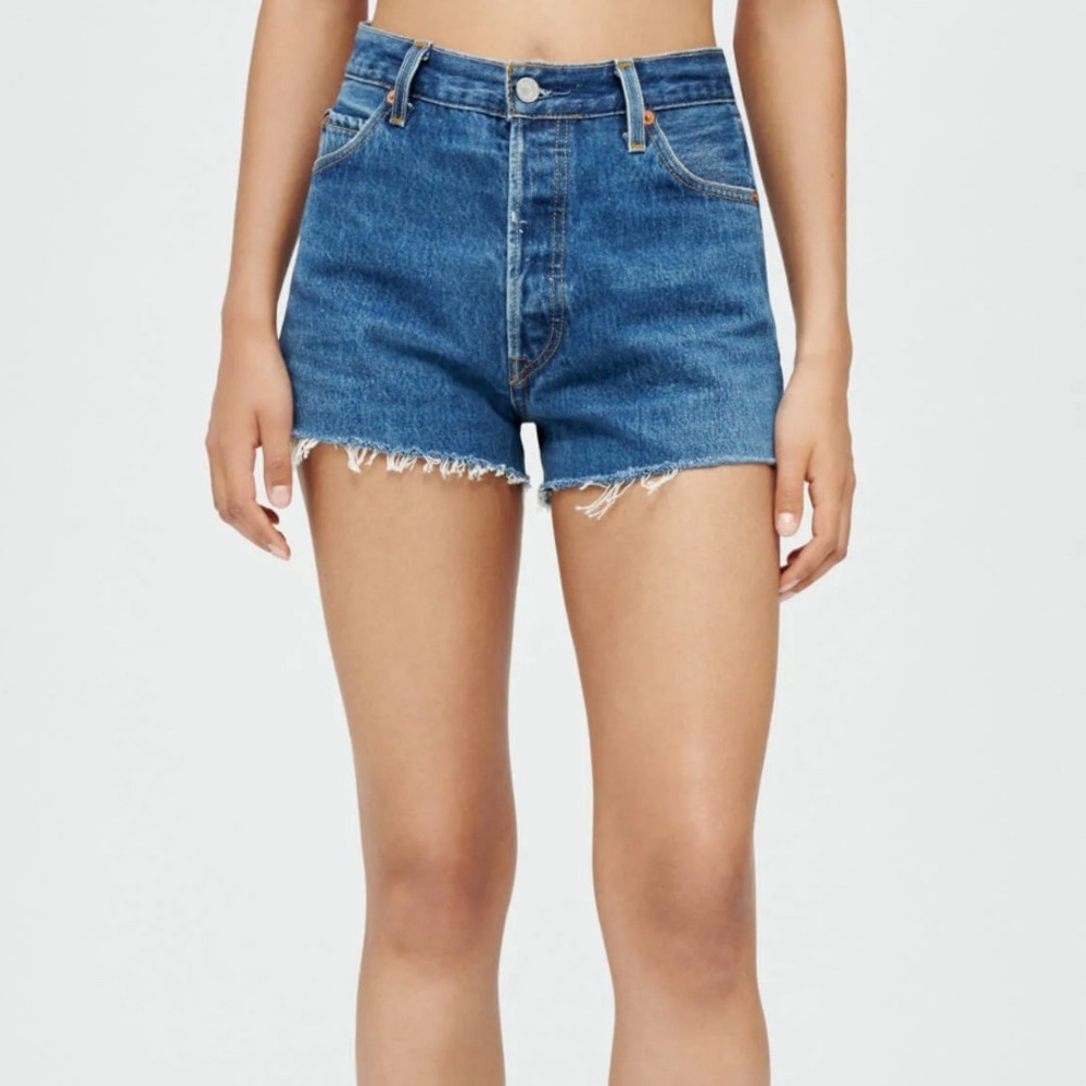 RE/DONE High Waisted Button Down Shorts